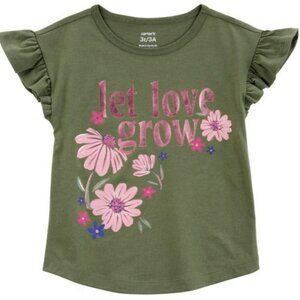 NWT. CARTER'S Baby Girls Let Love Grow Floral Flutter Tee